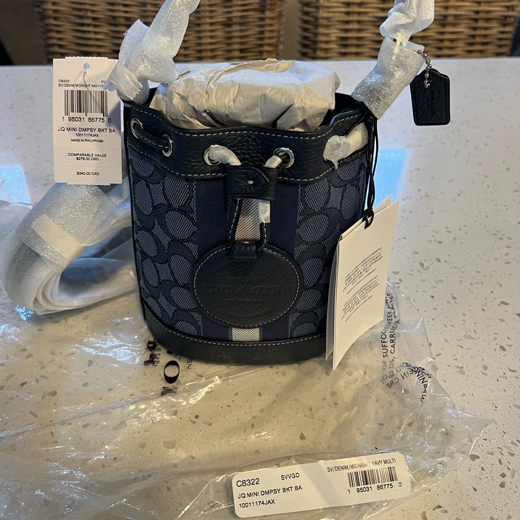 Coach Black And Navy Mini Bucket Bag